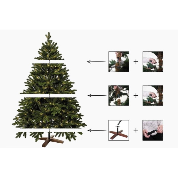 Künstlicher Premium Weihnachtsbaum Nordmanntanne LED, 180 cm hoch